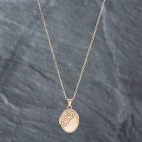 Pre-Owned Yellow Gold Oval Half Embossed Locket Pendant & 18 Inch Trace Chain 41141786