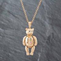 Pre-Owned 9ct Yellow Gold Cubic Zirconia Teddy Bear Pendant & 20 Inch Belcher Chain 41141787