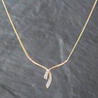 Pre-Owned 9ct Yellow Gold Diamond Crossover Pendant & 17 Inch Snake Chain 41141790