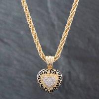 Pre-Owned 9ct Yellow Gold Diamond Leopard Print Heart Pendant & 17 Inch Rope Chain 41141798