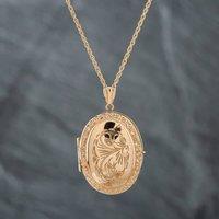 Pre-Owned 9ct Yellow Gold Hand Engraved Oval Locket Pendant & 18 Inch Prince Of Wales Chain 41141836