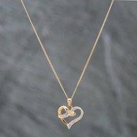 Pre-Owned Yellow Gold Diamond Open Heart Pendant & 20 Inch Curb Chain 41141840