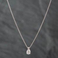 Pre-Owned Platinum Pear Cut Diamond Single Stone Pendant & 18 Inch Trace Chain 41141843