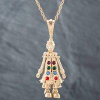 Pre-Owned 9ct Yellow Gold Cubic Zirconia Clown Pendant & 24 Inch Prince Of Wales Chain 41141849