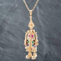 Pre-Owned 9ct Yellow Gold Cubic Zirconia Clown Pendant & 23 Inch Trace Chain 41141850