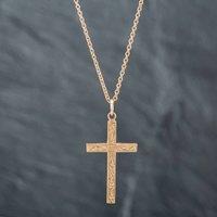 Pre-Owned 9ct Yellow Gold Engraved Cross Pendant & 20 Inch Trace Chain 41141856