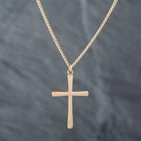 Pre-Owned 9ct Yellow Gold Plain Cross Pendant & 18 Inch Curb Chain 41141857