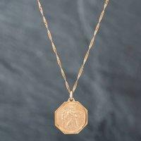 Pre-Owned 9ct Yellow Gold Hexagon St Christopher Pendant & 16 Inch Curb Chain 41141858