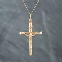 Pre-Owned 9ct Yellow Gold Crucifix Cross Pendant & 18 Inch Curb Chain 41141866