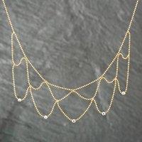 Pre-Owned 14ct Two Colour Gold Dropper 16 Inch Necklace 41161104