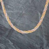 Pre-Owned 9ct Three Colour Gold Woven 18 Inch Herringbone Chain 41161515