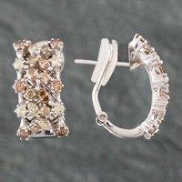 Pre-Owned 18ct White Gold Two Colour Diamond Half Hoop Earrings 41171001