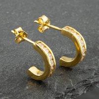 Pre-Owned 18ct Yellow Gold Cubic Zirconia Half Hoop Earrings 41171137