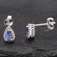 Pre-Owned White Gold Pear Cut Tanzanite & Brilliant Cut Diamond Stud Earrings 41171152