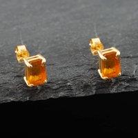 Pre-Owned Yellow Gold Emerald Cut Citrine Stud Earrings 41171201