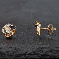 Pre-Owned 9ct Yellow Gold Sapphire & Diamond Swirl Stud Earrings 41171248