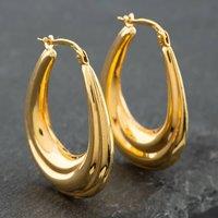 Pre-Owned 9ct Yellow Gold 24mm Grooved Oval Creole Earrings 41171370
