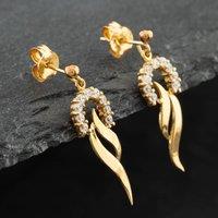 Pre-Owned Yellow Gold Cubic Zirconia Horseshoe Dropper Earrings 41171417