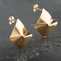 Pre-Owned 9ct Yellow Gold Textured Square Stud Earrings 41171457