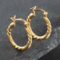 Pre-Owned 9ct Yellow Gold 17mm Patterned Hoop Earrings 41171540