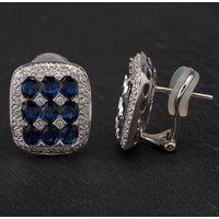 Pre-Owned 18ct White Gold Sapphire Diamond Earrings 4117158