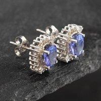 Pre-Owned 14ct White Gold Tanzanite & Diamond Stud Earrings 41171603