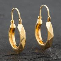 Pre-Owned Yellow Gold 3.1mm Patterned Creole Earrings 41171604