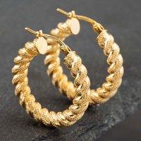 Pre-Owned 9ct Yellow Gold 23mm Twist Textured Hoop Earrings 41171647