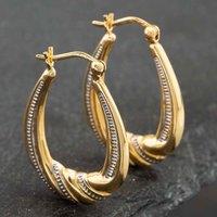 Pre-Owned Yellow Gold 18.5mm Oval Patterned Creole Earrings 41171659