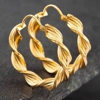 Pre-Owned 9ct Yellow Gold 30mm Twist Hoop Earrings 41171747