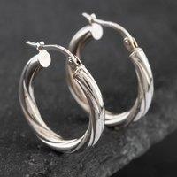 Pre-Owned 9ct White Gold 21mm Twist Hoop Earrings 41171764