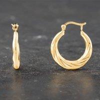 Pre-Owned 9ct Yellow Gold 21.2mm Twisted Hoop Earrings 41171779