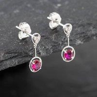 Pre-Owned White Gold 0.30ct Oval Cut Ruby & 0.03ct Single Cut Diamond Dropper Earrings 41171823