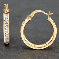 Pre-Owned 9ct Yellow Gold 26.2mm Cubic Zirconia Hoop Earrings 41171832