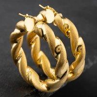 Pre-Owned 9ct Yellow Gold 48mm Twisted Hoop Earrings 41171868