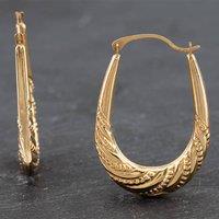 Pre-Owned Yellow Gold 32.5mm Grooved & Textured Creole Earrings 41171908