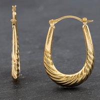 Pre-Owned Yellow Gold 33.2mm Grooved Creole Earrings 41171909