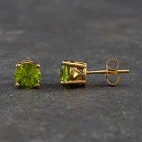 Pre-Owned 9ct Yellow Gold Peridot Single Stone Stud Earrings 41171927