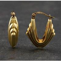 Pre-Owned 9ct Yellow Gold 21mm Patterned Creole Earrings 41171930