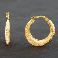 Pre-Owned 9ct Yellow Gold 22.5mm Patterned Creole Earrings 41171945