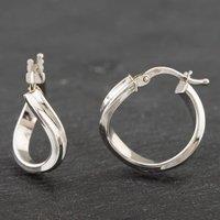 Pre-Owned White Gold Wave Hoop Earrings 41171963