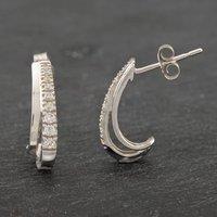 Pre-Owned White Gold Cubic Zirconia Half Hoop Earrings 41171965