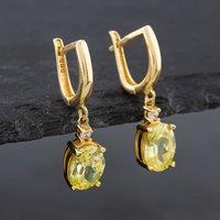 Pre-Owned 14ct Yellow Gold Yellow & White Cubic Zirconia Oval Dropper Earrings 41171967