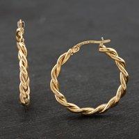 Pre-Owned 9ct Yellow Gold 27mm Twisted Hoop Earrings 41171969