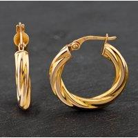 Pre-Owned 9ct Yellow Gold 22.5mm Twisted Hoop Earrings 41171972