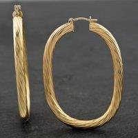 Pre-Owned 9ct Yellow Gold 47.8mm Large Twisted Oval Hoop Earrings 41171978