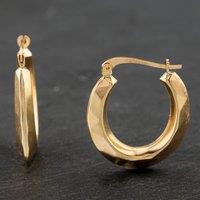 Pre-Owned 9ct Yellow Gold 25.5mm Patterned Hoop Earrings 41171986