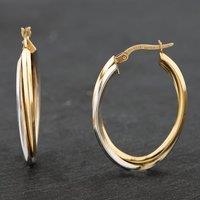 Pre-Owned 9ct Two Colour Gold 32mm Double Oval Creole Earrings 41171996