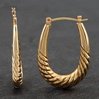 Pre-Owned Yellow Gold 29.8mm Oval Patterned Creole Earrings 41171998