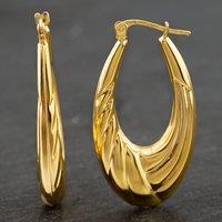 Pre-Owned Yellow Gold 35mm Oval Patterned Point Creole Earrings 41172003